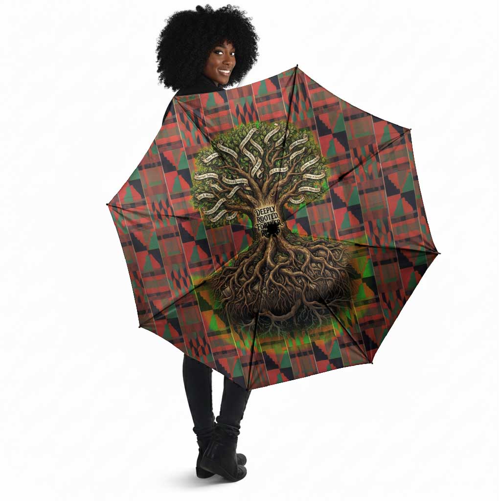 Black Heritage Tree Umbrella African Root Black History Kente Pattern