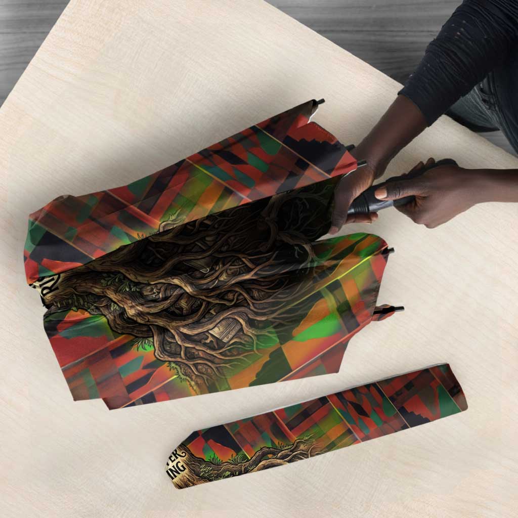 Black Heritage Tree Umbrella African Root Black History Kente Pattern