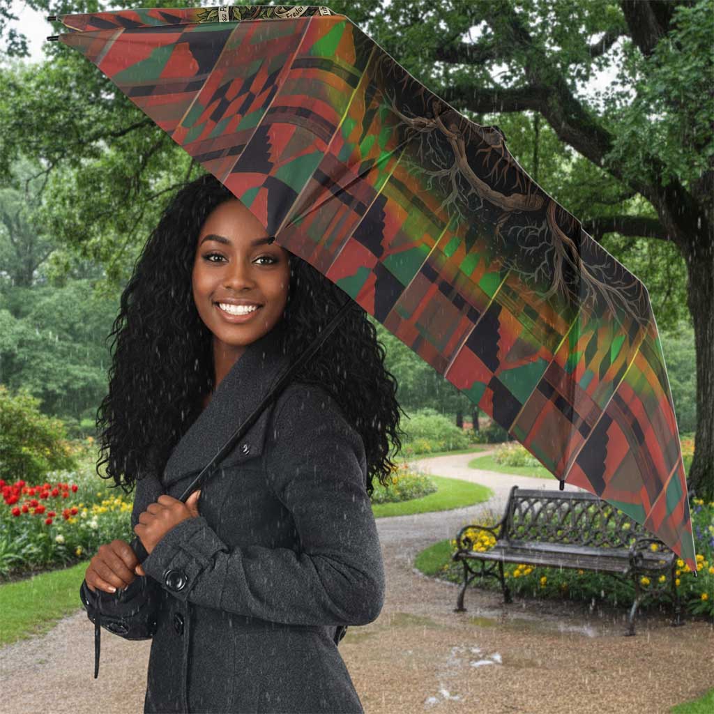 Black Heritage Tree Umbrella African Root Black History Kente Pattern