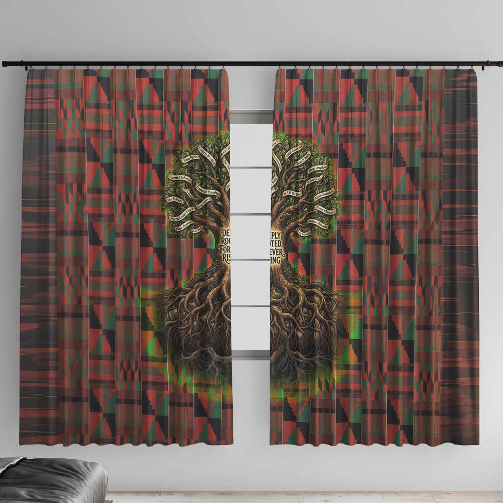 Black Heritage Tree Window Curtain African Root Black History Kente Pattern