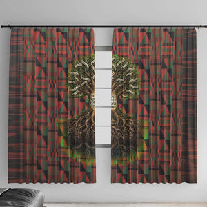 Black Heritage Tree Window Curtain African Root Black History Kente Pattern
