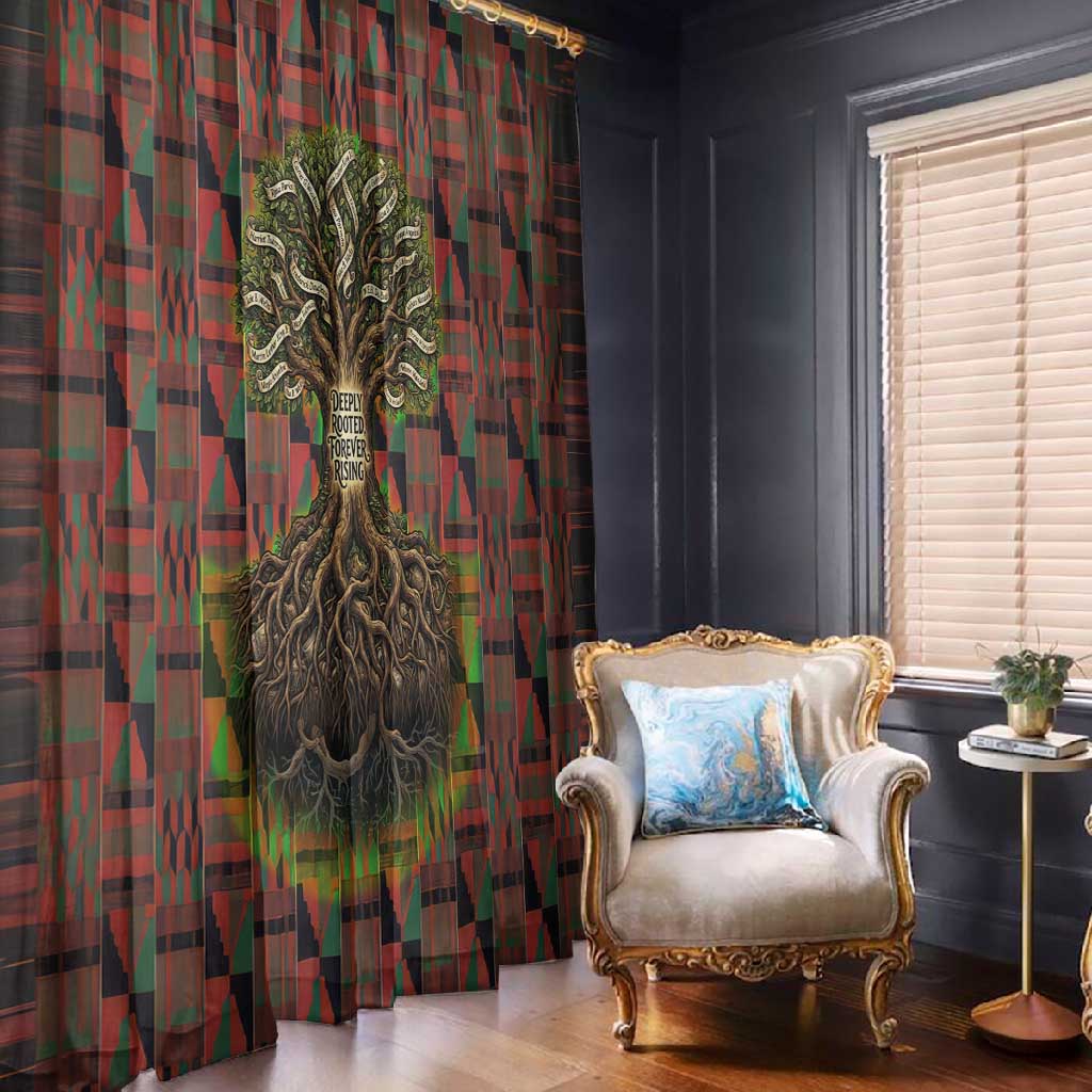 Black Heritage Tree Window Curtain African Root Black History Kente Pattern