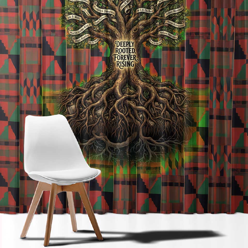 Black Heritage Tree Window Curtain African Root Black History Kente Pattern