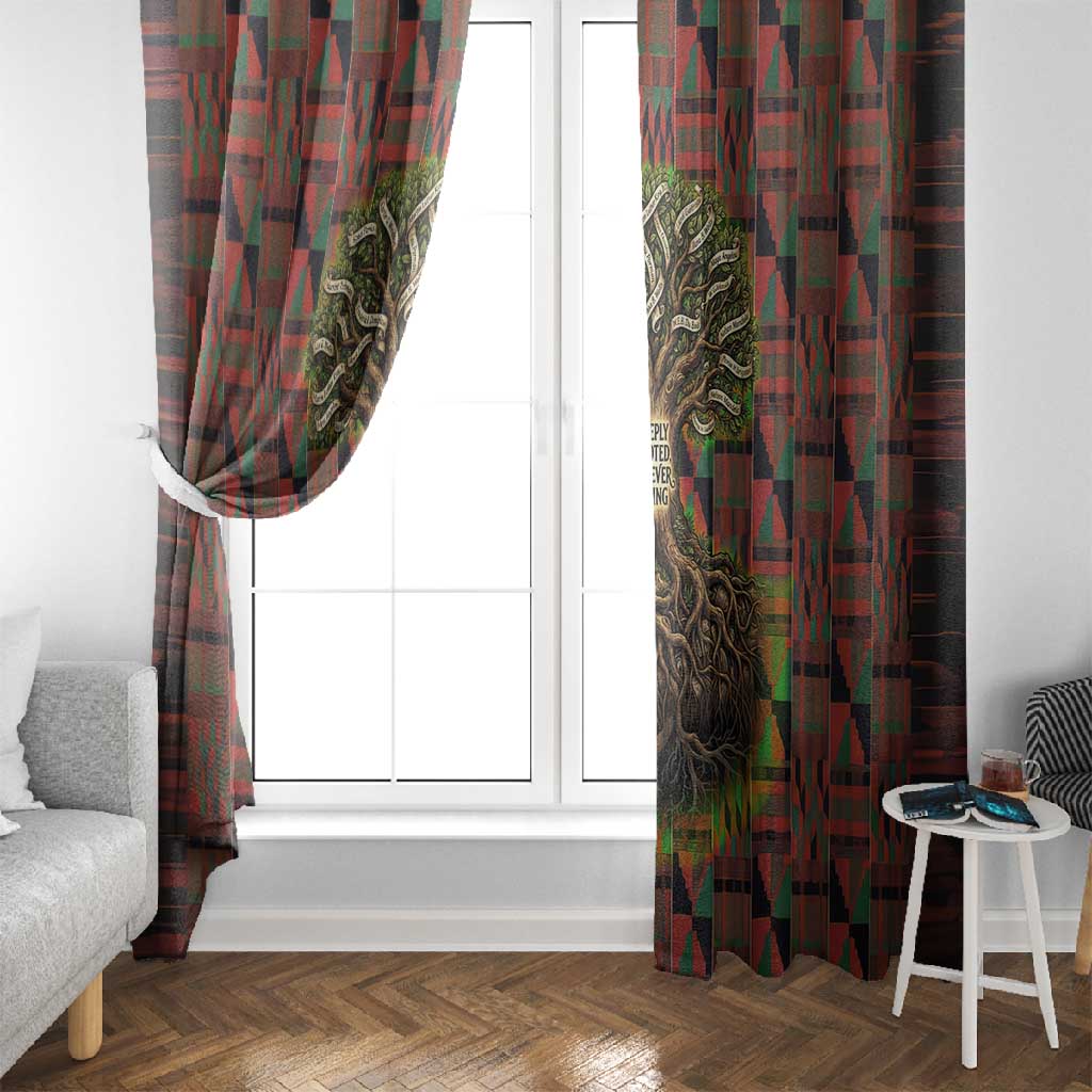 Black Heritage Tree Window Curtain African Root Black History Kente Pattern