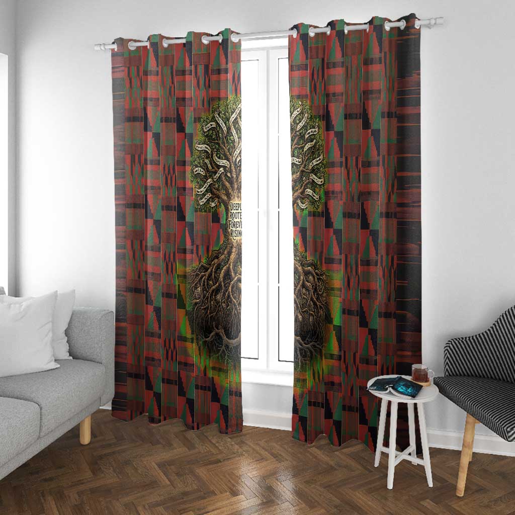 Black Heritage Tree Window Curtain African Root Black History Kente Pattern