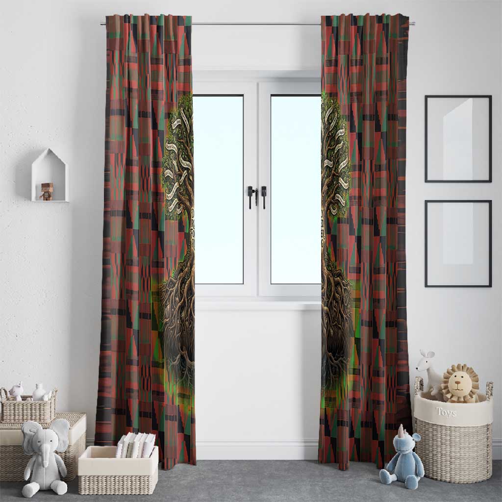 Black Heritage Tree Window Curtain African Root Black History Kente Pattern