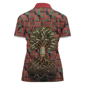 Black Heritage Tree Women Polo Shirt African Root Black History Kente Pattern