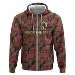 Black Heritage Tree Zip Hoodie African Root Black History Kente Pattern