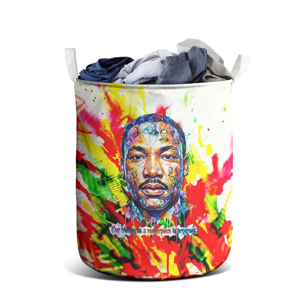 MLK Black Excellence Laundry Basket Martin Luther King Jr Colorful Abstract Watercolor