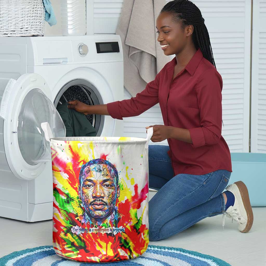 MLK Black Excellence Laundry Basket Martin Luther King Jr Colorful Abstract Watercolor