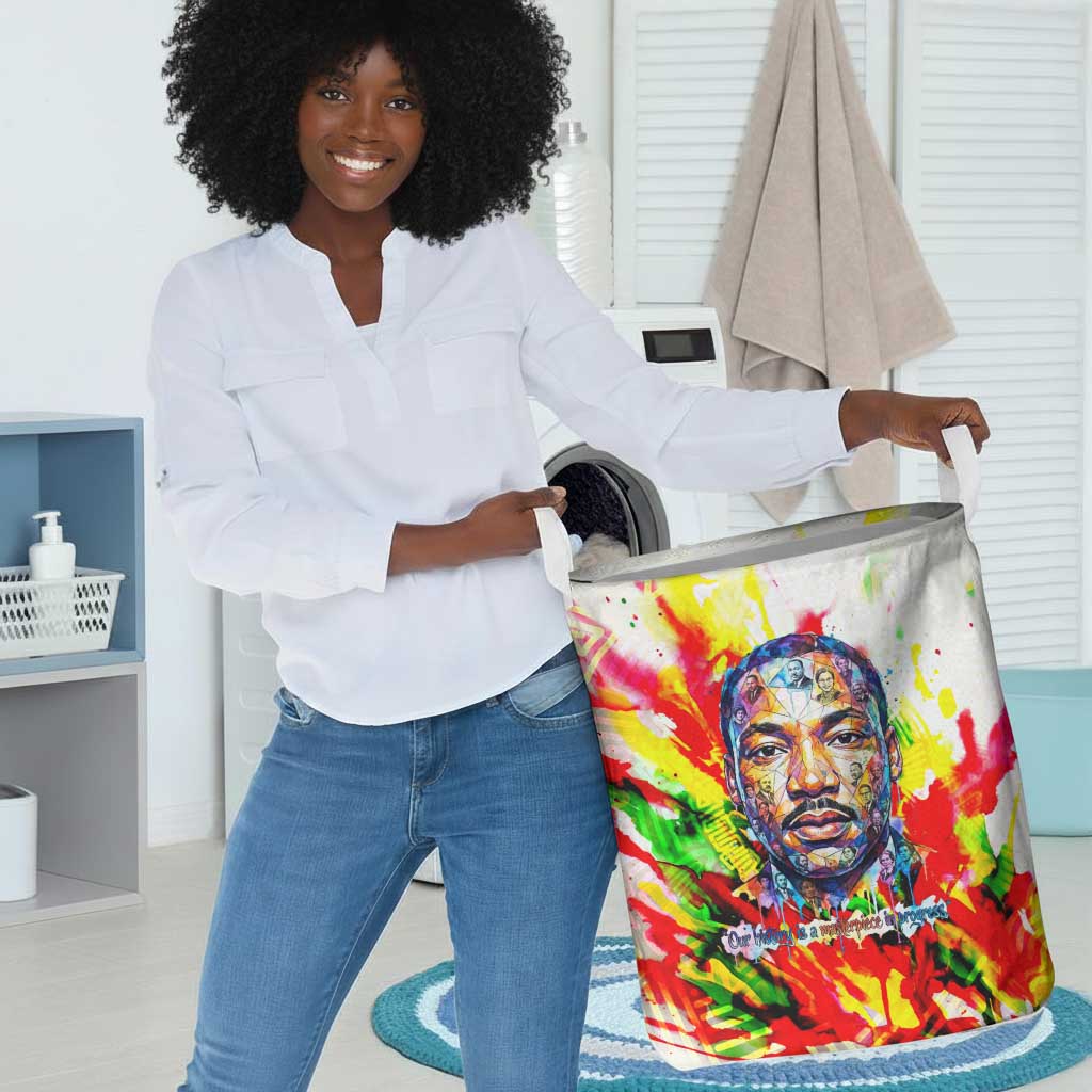 MLK Black Excellence Laundry Basket Martin Luther King Jr Colorful Abstract Watercolor