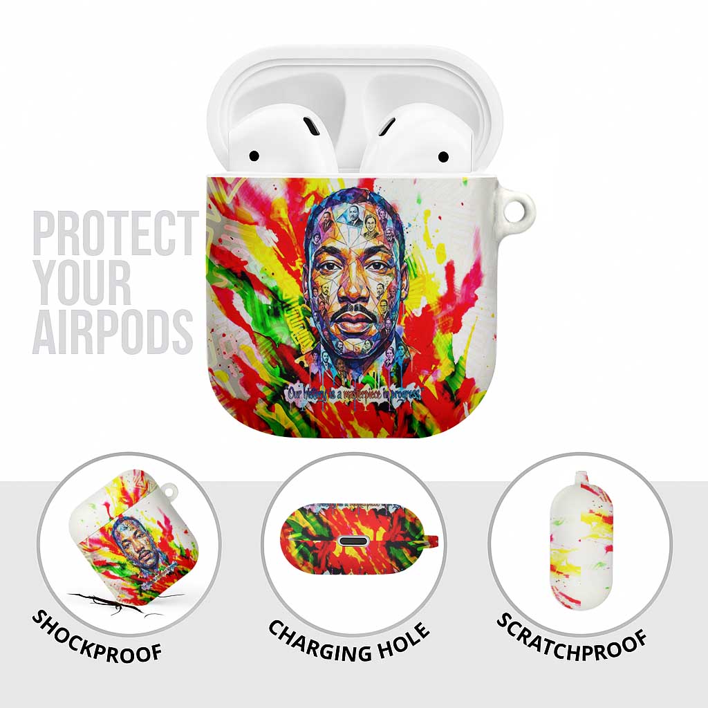 MLK Black Excellence AirPods Case Martin Luther King Jr Colorful Abstract Watercolor