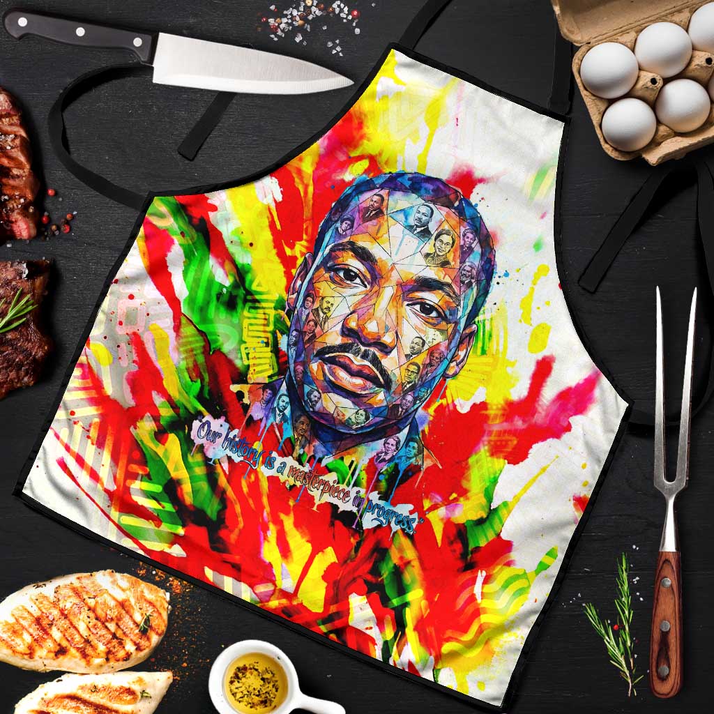 MLK Black Excellence Apron Martin Luther King Jr Colorful Abstract Watercolor