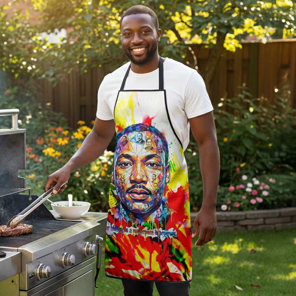MLK Black Excellence Apron Martin Luther King Jr Colorful Abstract Watercolor