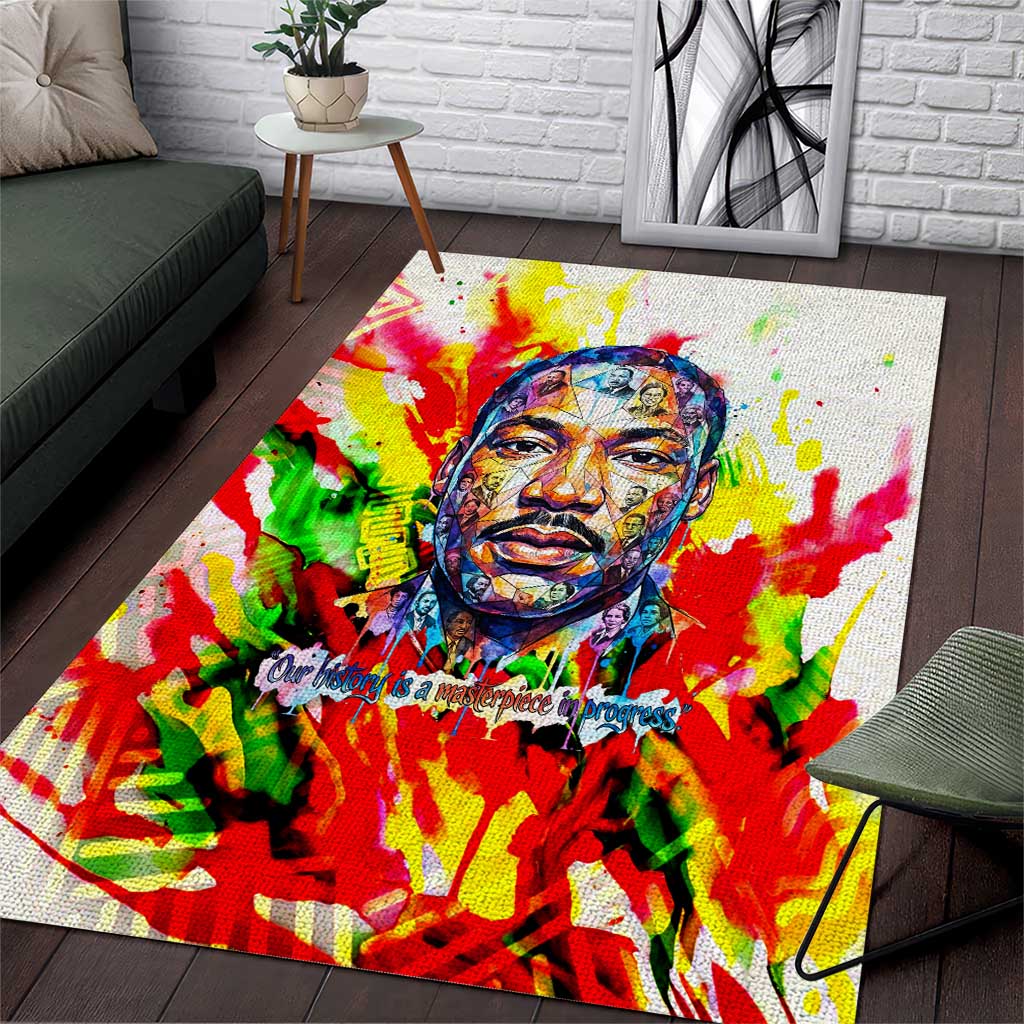 MLK Black Excellence Area Rug Martin Luther King Jr Colorful Abstract Watercolor
