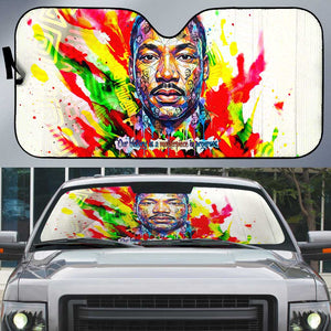 MLK Black Excellence Auto Sun Shade Martin Luther King Jr Colorful Abstract Watercolor
