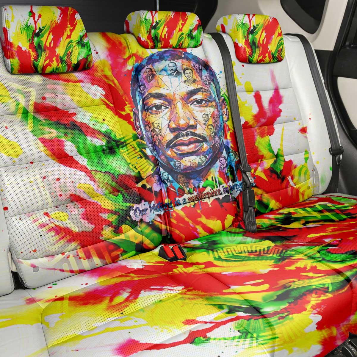 MLK Black Excellence Back Car Seat Cover Martin Luther King Jr Colorful Abstract Watercolor