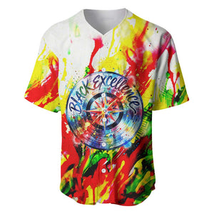 MLK Black Excellence Baseball Jersey Martin Luther King Jr Colorful Abstract Watercolor