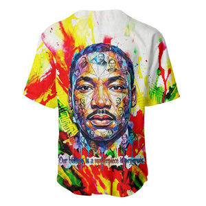 MLK Black Excellence Baseball Jersey Martin Luther King Jr Colorful Abstract Watercolor