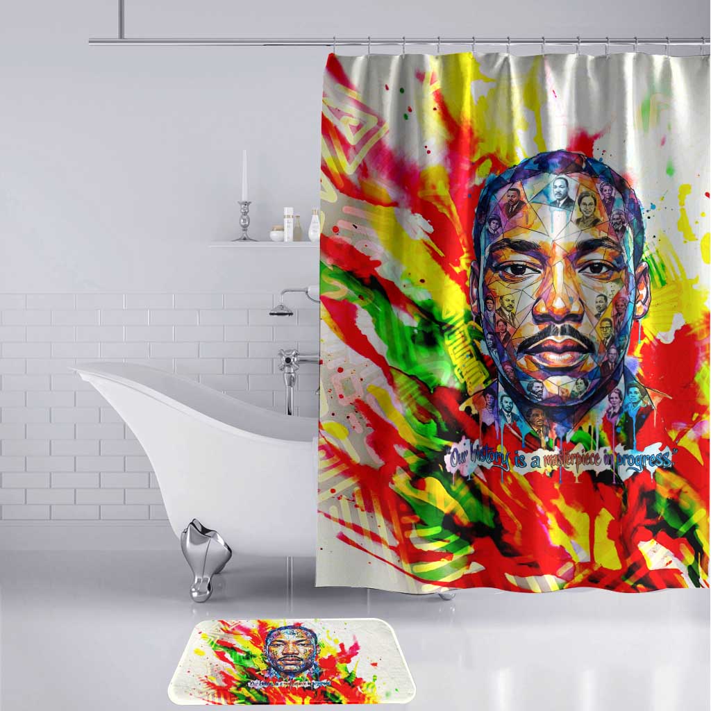 MLK Black Excellence Bathroom Set Martin Luther King Jr Colorful Abstract Watercolor
