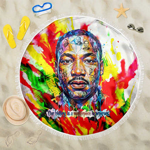MLK Black Excellence Beach Blanket Martin Luther King Jr Colorful Abstract Watercolor