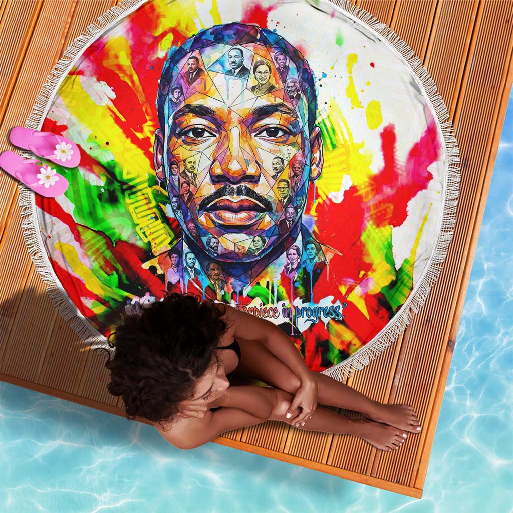 MLK Black Excellence Beach Blanket Martin Luther King Jr Colorful Abstract Watercolor