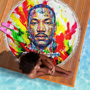 MLK Black Excellence Beach Blanket Martin Luther King Jr Colorful Abstract Watercolor