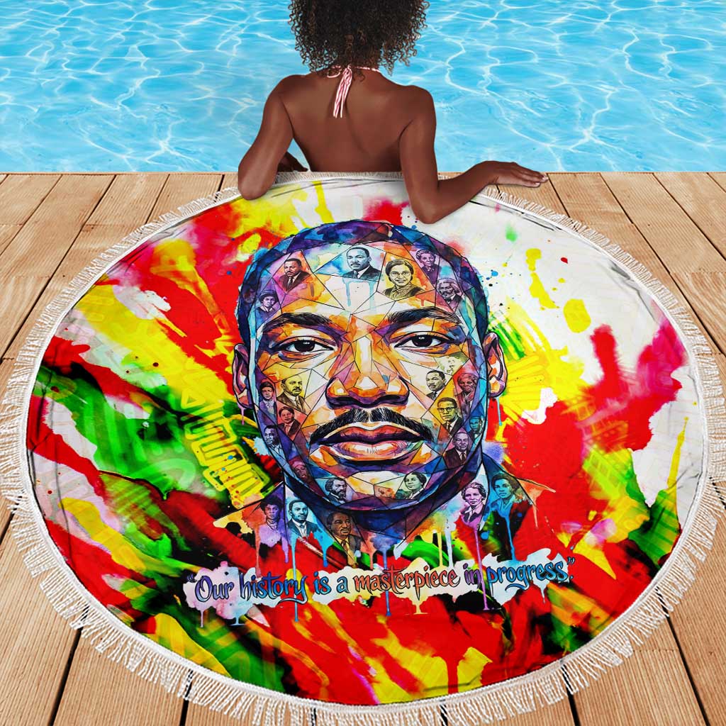 MLK Black Excellence Beach Blanket Martin Luther King Jr Colorful Abstract Watercolor