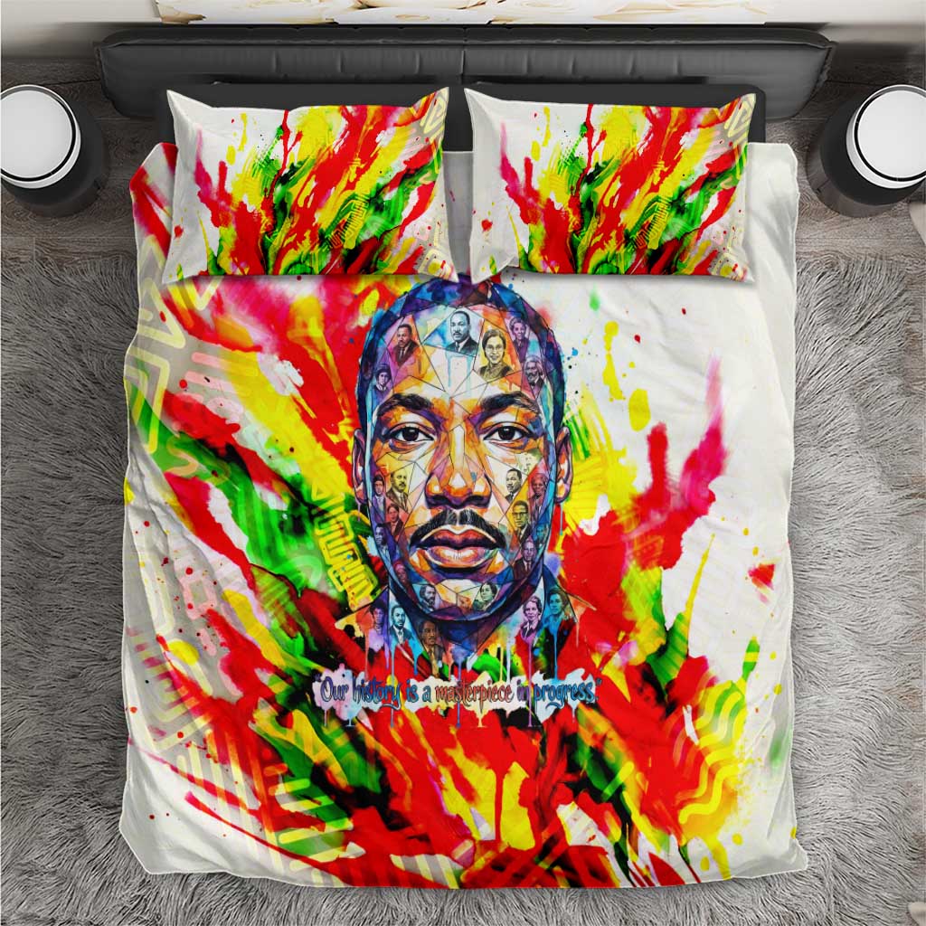 MLK Black Excellence Bedding Set Martin Luther King Jr Colorful Abstract Watercolor