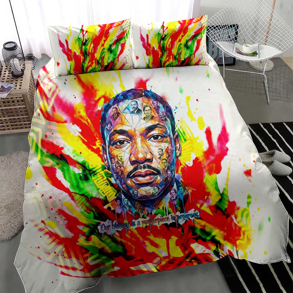 MLK Black Excellence Bedding Set Martin Luther King Jr Colorful Abstract Watercolor