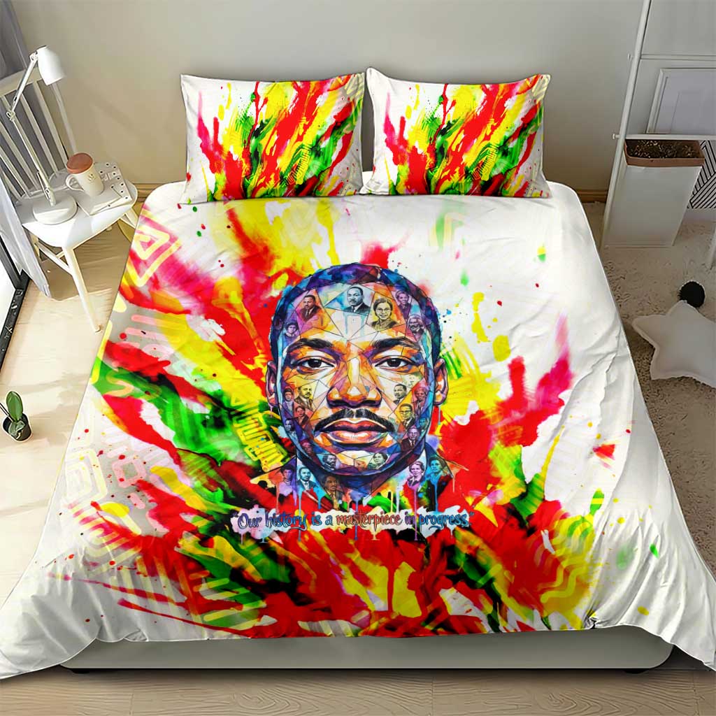 MLK Black Excellence Bedding Set Martin Luther King Jr Colorful Abstract Watercolor