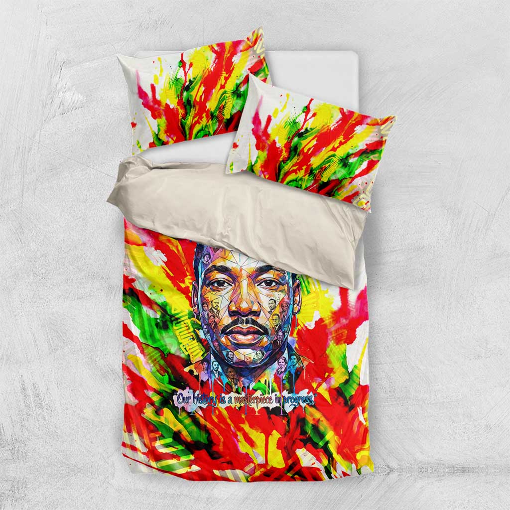 MLK Black Excellence Bedding Set Martin Luther King Jr Colorful Abstract Watercolor