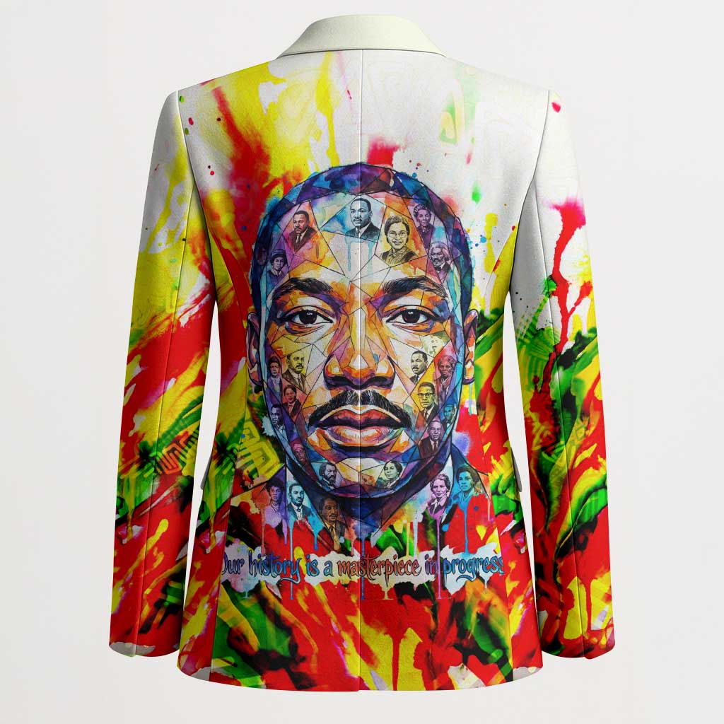 MLK Black Excellence Blazer Martin Luther King Jr Colorful Abstract Watercolor