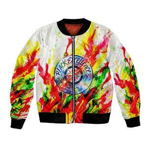 MLK Black Excellence Bomber Jacket Martin Luther King Jr Colorful Abstract Watercolor
