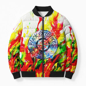 MLK Black Excellence Bomber Puffer Jacket Martin Luther King Jr Colorful Abstract Watercolor