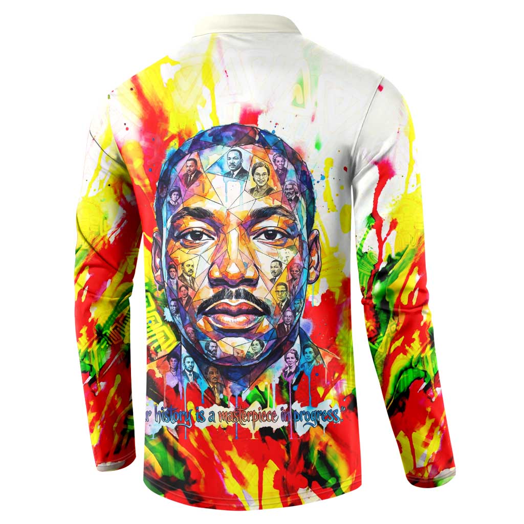 MLK Black Excellence Button Sweatshirt Martin Luther King Jr Colorful Abstract Watercolor
