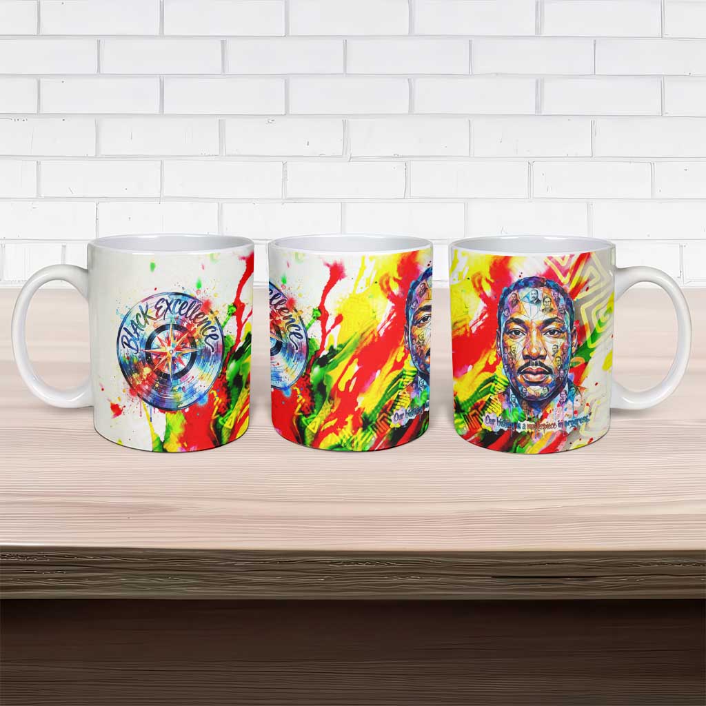 MLK Black Excellence Ceramic Mug Martin Luther King Jr Colorful Abstract Watercolor