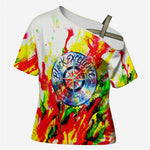 MLK Black Excellence Cross Shoulder Shirt Martin Luther King Jr Colorful Abstract Watercolor