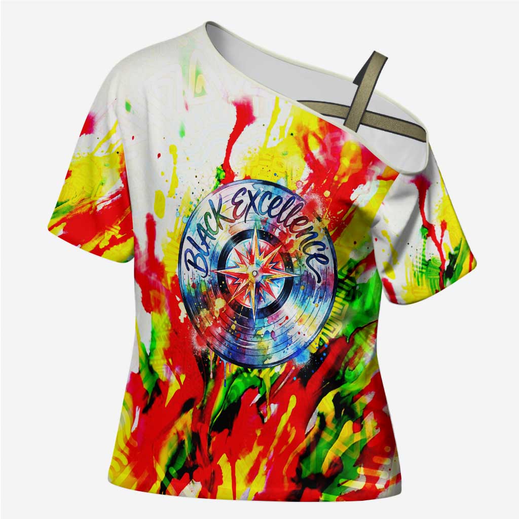 MLK Black Excellence Cross Shoulder Shirt Martin Luther King Jr Colorful Abstract Watercolor