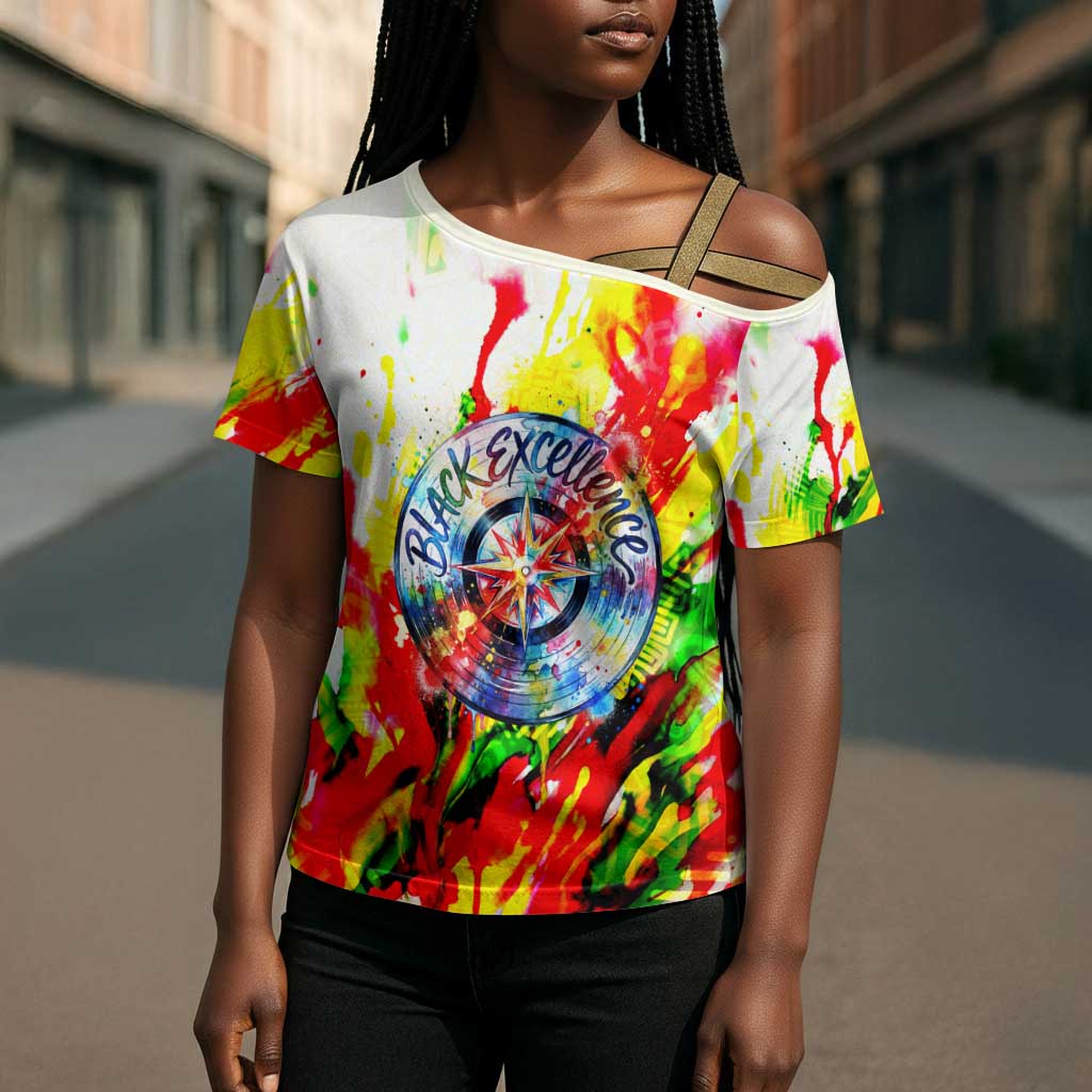 MLK Black Excellence Cross Shoulder Shirt Martin Luther King Jr Colorful Abstract Watercolor