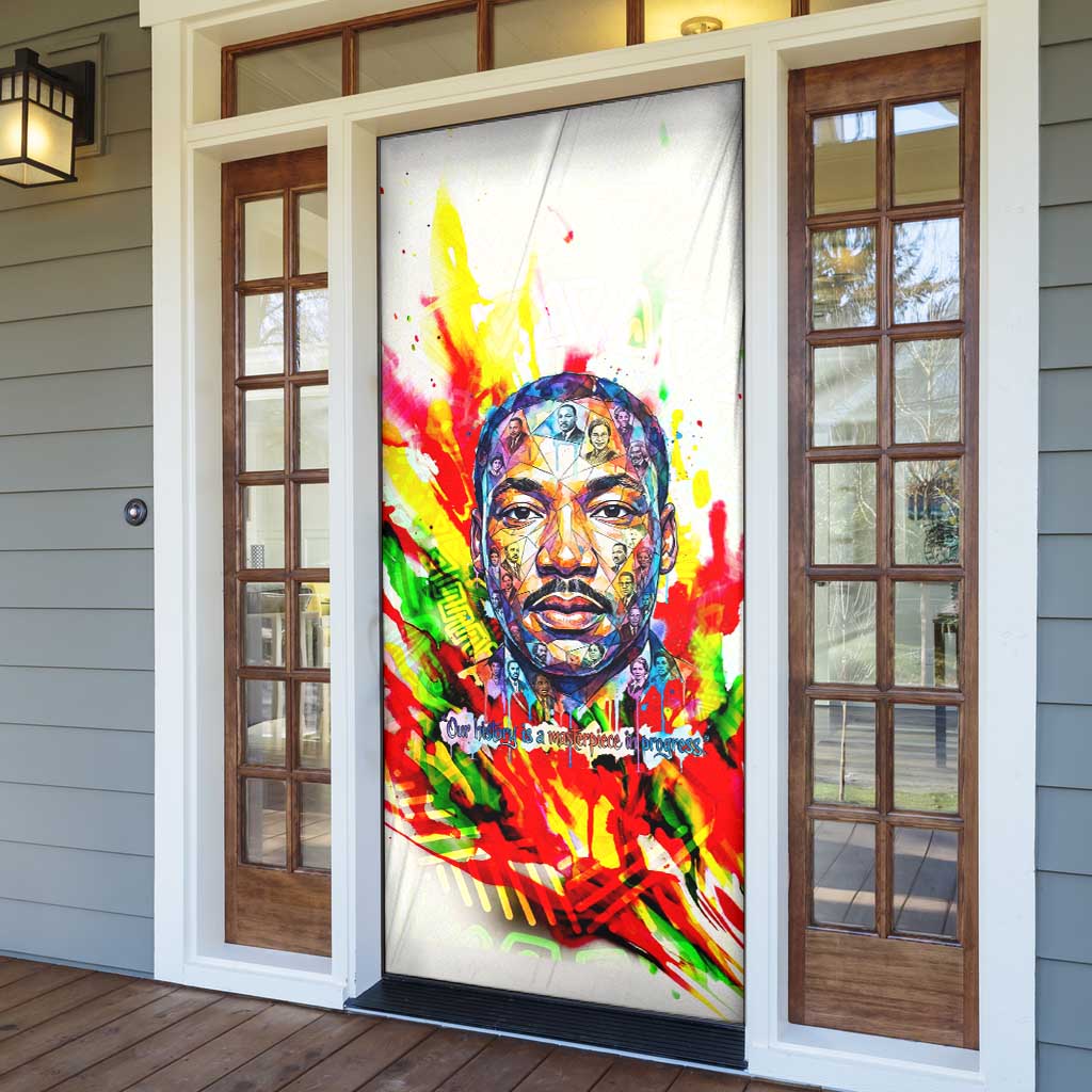 MLK Black Excellence Door Cover Martin Luther King Jr Colorful Abstract Watercolor