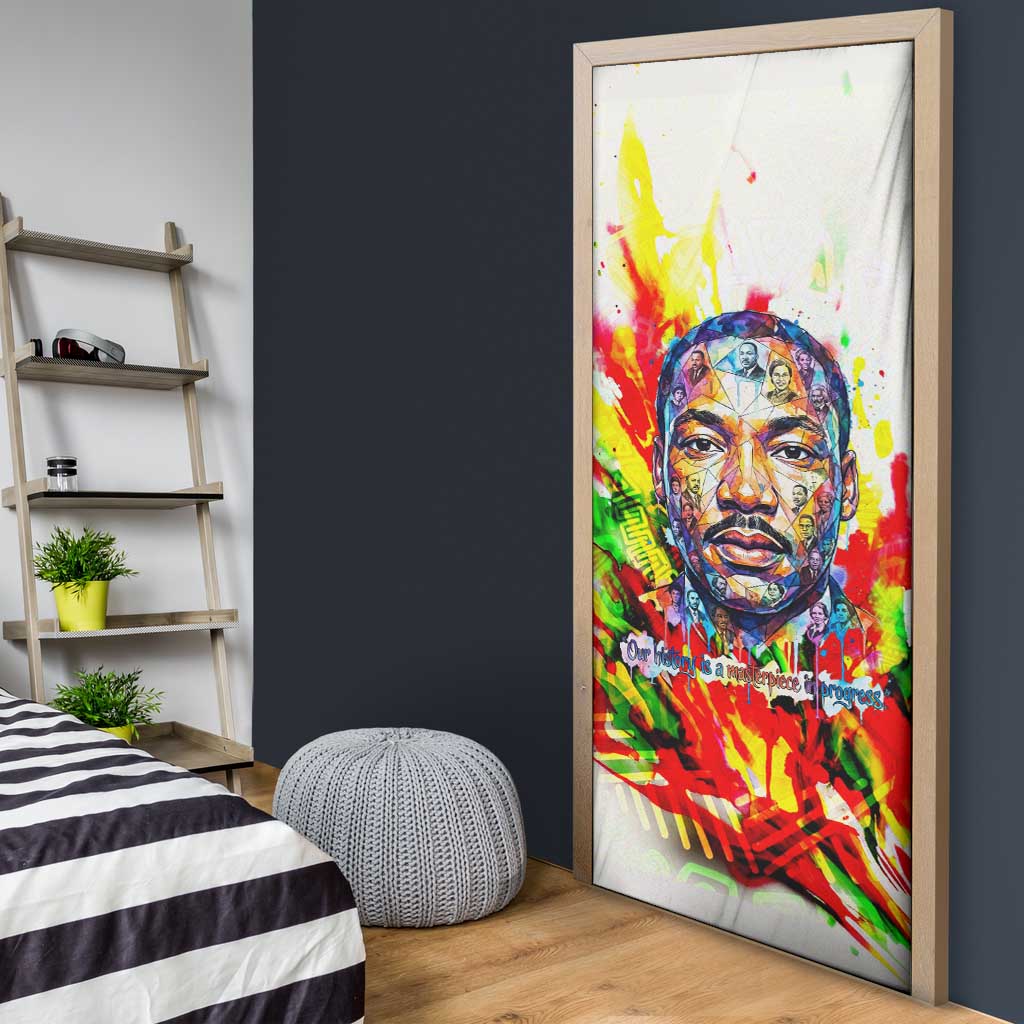MLK Black Excellence Door Cover Martin Luther King Jr Colorful Abstract Watercolor