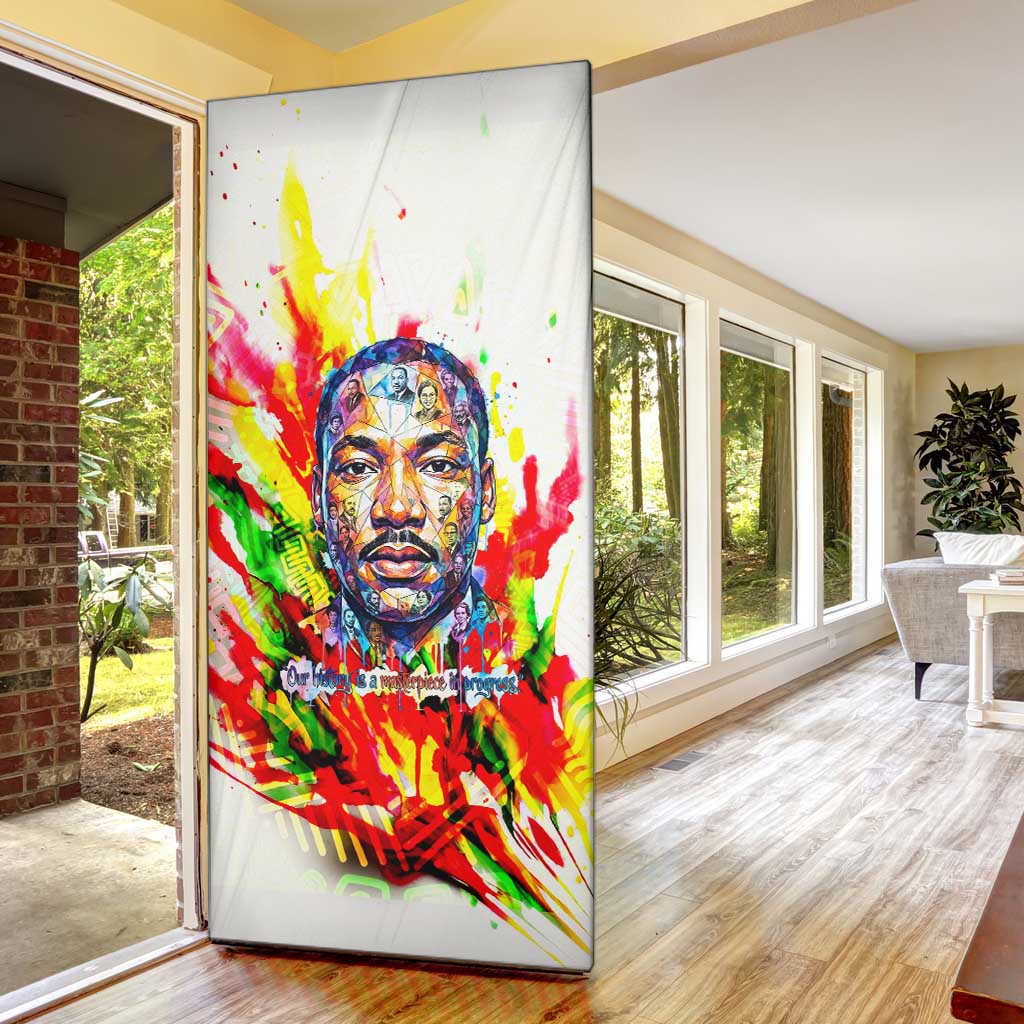 MLK Black Excellence Door Cover Martin Luther King Jr Colorful Abstract Watercolor