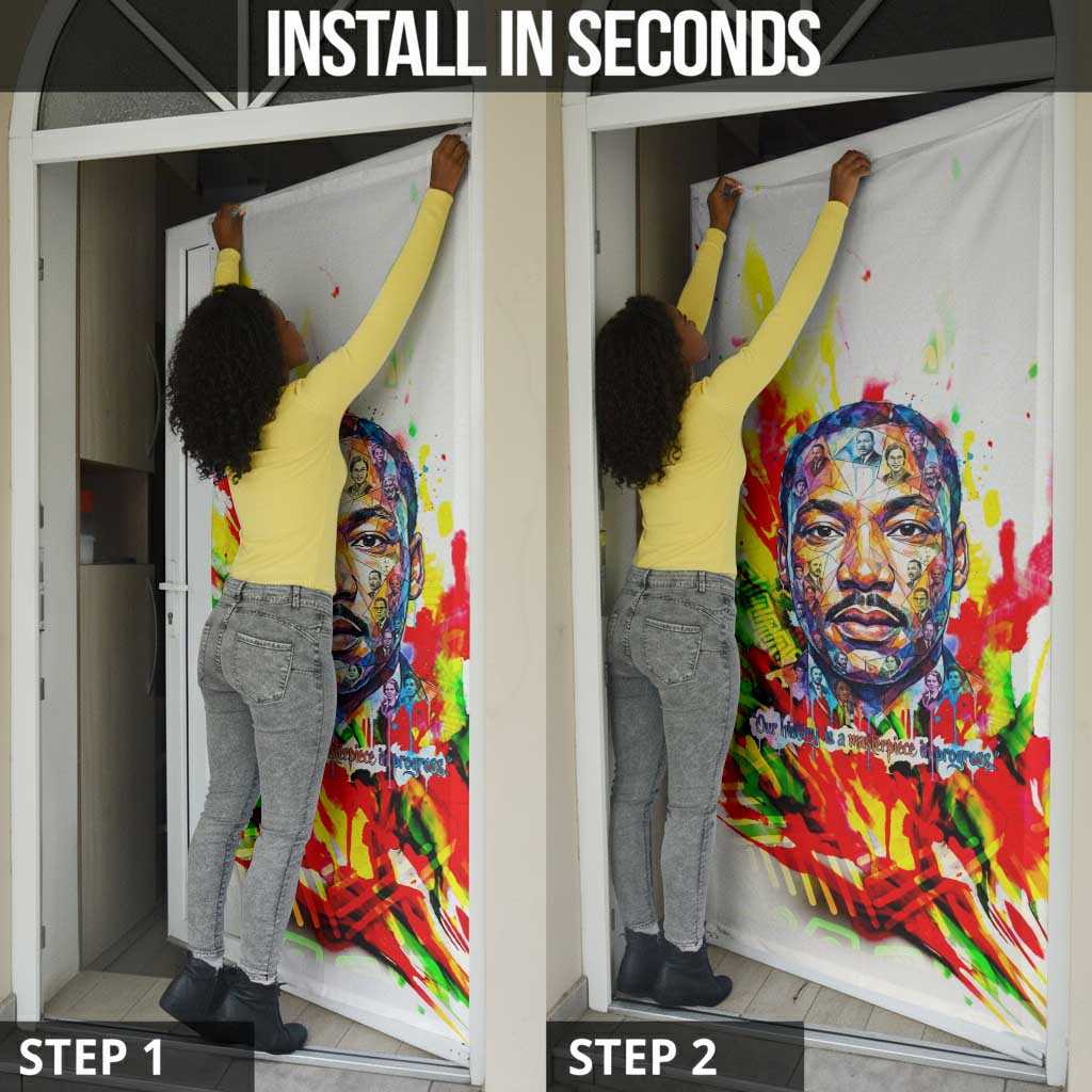 MLK Black Excellence Door Cover Martin Luther King Jr Colorful Abstract Watercolor