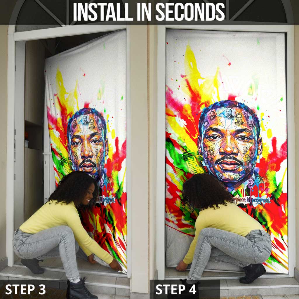 MLK Black Excellence Door Cover Martin Luther King Jr Colorful Abstract Watercolor