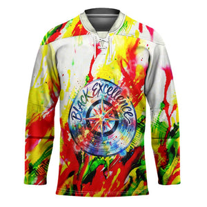 MLK Black Excellence Hockey Jersey Martin Luther King Jr Colorful Abstract Watercolor