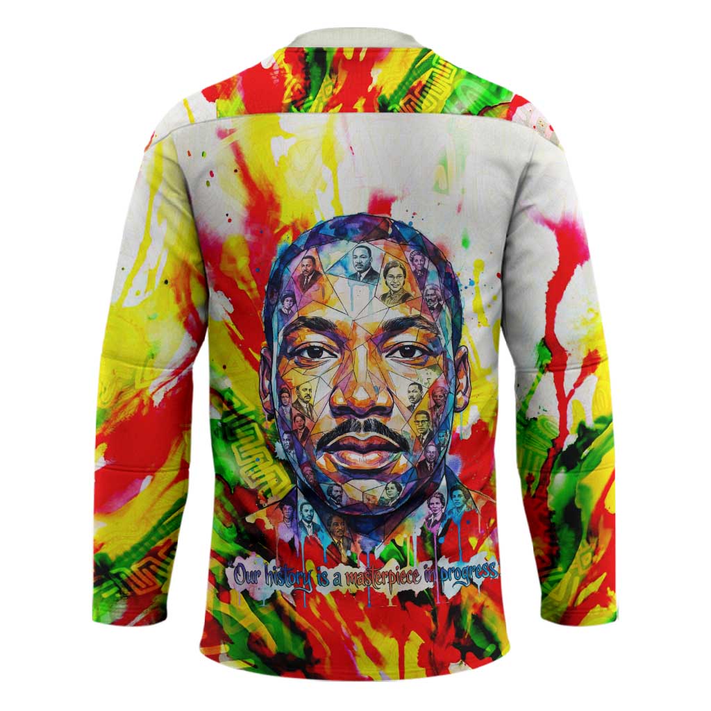 MLK Black Excellence Hockey Jersey Martin Luther King Jr Colorful Abstract Watercolor