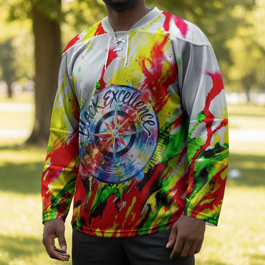 MLK Black Excellence Hockey Jersey Martin Luther King Jr Colorful Abstract Watercolor