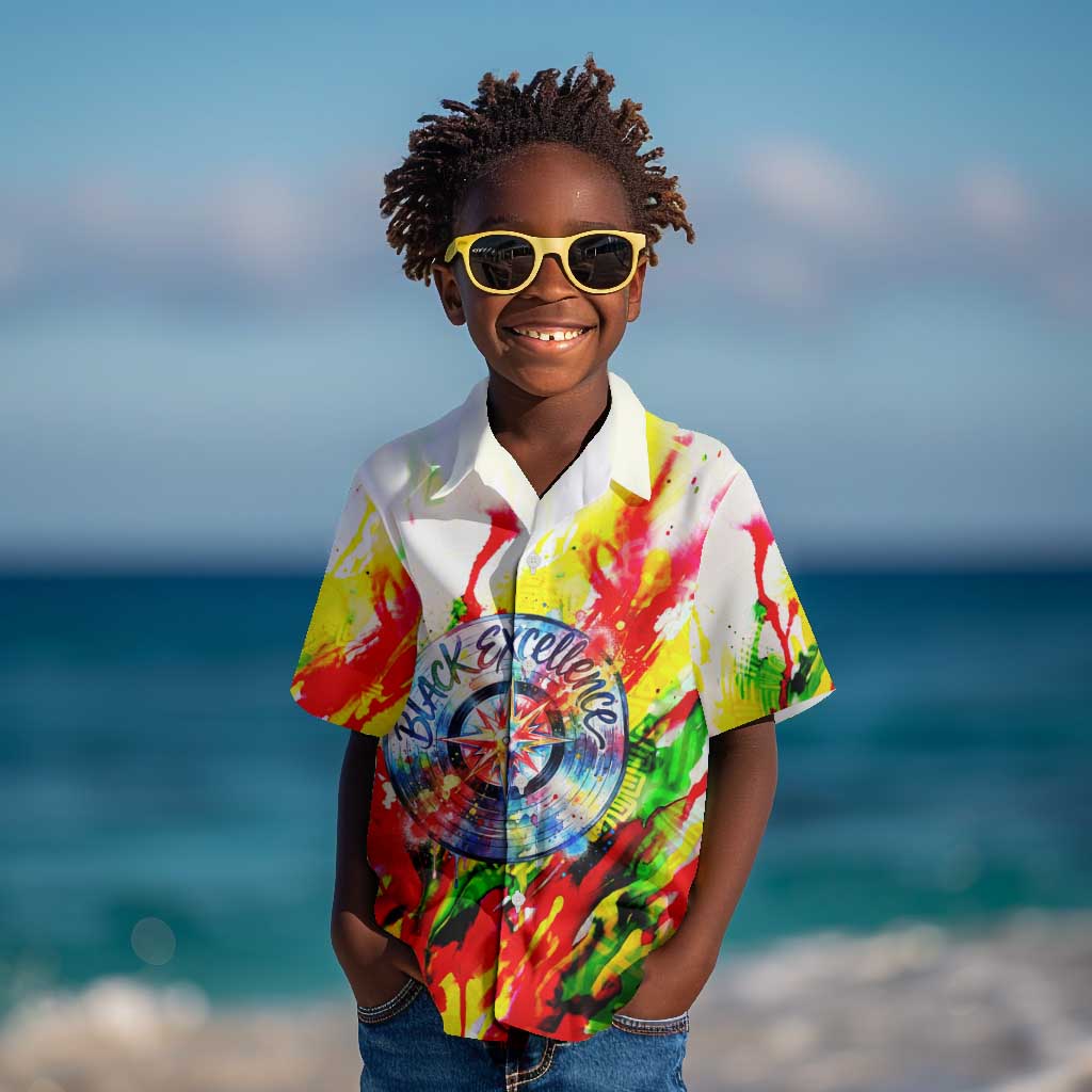 MLK Black Excellence Kid Hawaiian Shirt Martin Luther King Jr Colorful Abstract Watercolor