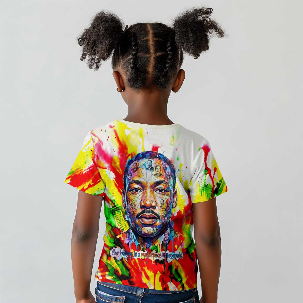 MLK Black Excellence Kid T shirt Martin Luther King Jr Colorful Abstract Watercolor